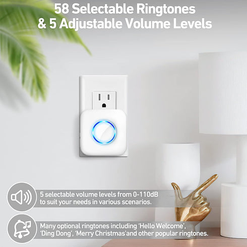 Satisure Wireless Door Chime: 600 FT Range, 58 Chimes, 5 Volume Levels, LED Indicators, Alarm for Home/Office Entry