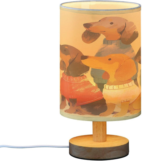 ARGTILDN Dachshund Dogs Puppy LED Table Lamp for Bedroom Bedside Lamp with USB Charging Ports Decor Nightstand
