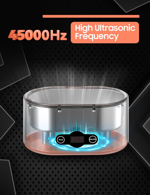 20OZ Ultrasonic Jewelry Cleaner 45KHz with 5 Timer Modes, 600ML Stainless Steel Cleaner for Jewelry and Eyeglasses