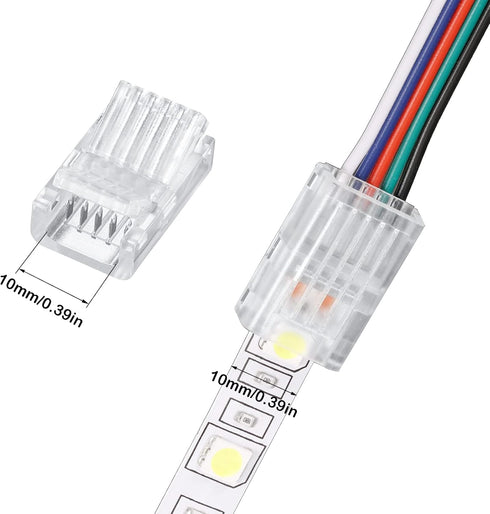 RGB LED Light Strip Connectors, 20 Waterproof Solderless Transparent Adapters for 5 Pin 10mm LED Light Strips
