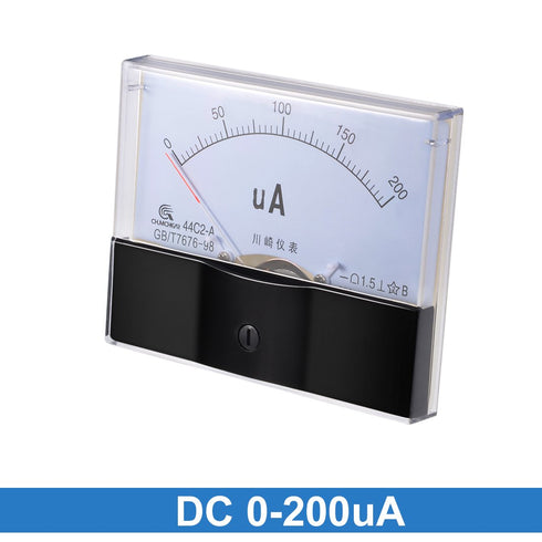 uxcell Analog Current Panel Meter DC 0-200uA 44C2 Ammeter 100x12.7x80mm for Circuit Testing Charging Battery Ampere Tester Gauge Pack of 1