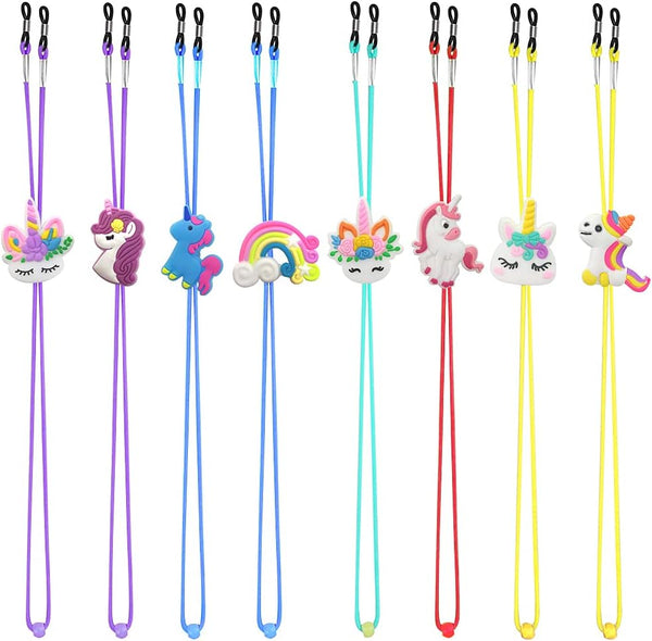 ZXSWEET 8PCS Kids Glasses Strap, Unicorn Rainbow Adjuster Stretchy Eyeglass Strap for Girls and Boys