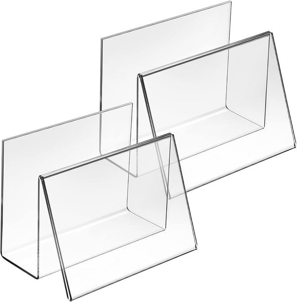 Vicenpal Clear Acrylic Postcard Holder - Business Card Stand Rack for Desk, Home Office, 2 Pcs
