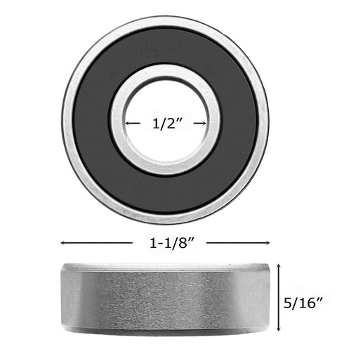 Donepart 1/2 inch Bearings, R8-2RS Double Rubber Sealed Roller Bearings, ABEC3 Precision for Electric Motor, 10 Pack