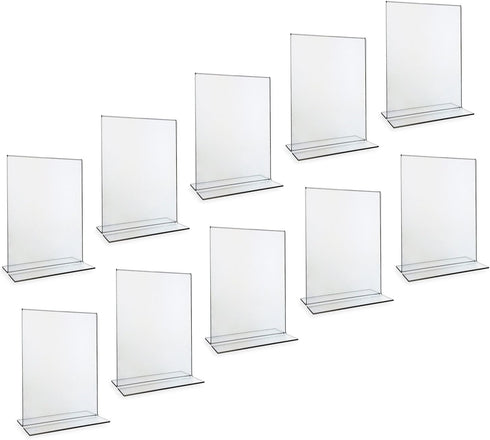 BERYLAND 5x7 10 Pack, Acrylic Sign Holder Paper Stand, Vertical Clear Frame, Double Sided Table Tent, Plexiglas