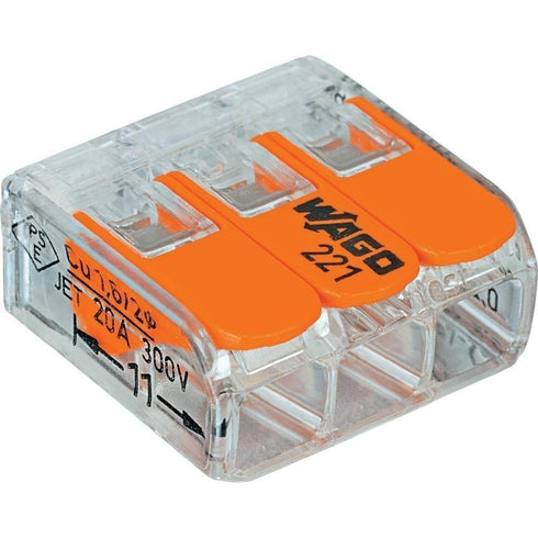 Wago 221-413 Lever-Nuts 3 Conductor Compact Connectors, 10 PK
