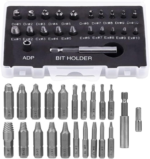 Yakamoz 22Pcs Mini Damaged Screw Extractor Kit, Easy Out Broken Bolt Extractor with Magnetic Extension Bit Holder