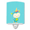 Caroline's Treasures BB9142CNL Bird Unicorn on Blue Stripes Ceramic Night Light Compact,