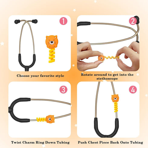 9Pcs Cute Cats Stethoscope Charms for Nurse - Spiral Tabby-Cat Orange-Cat Stethoscopes Charm Decor, Gift for Pediatric