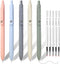 Quick Dry Gel Ink Pens, Fine Point Retractable Roller Ball Pens for Journaling, 5 Colors, 5 Black Refills