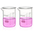 Heavy Duty Glass Beakers Set of 2 pcs, 1000ml Thick-Walled, 3.3 Boro Griffin Low Form for Laboratories and Schools