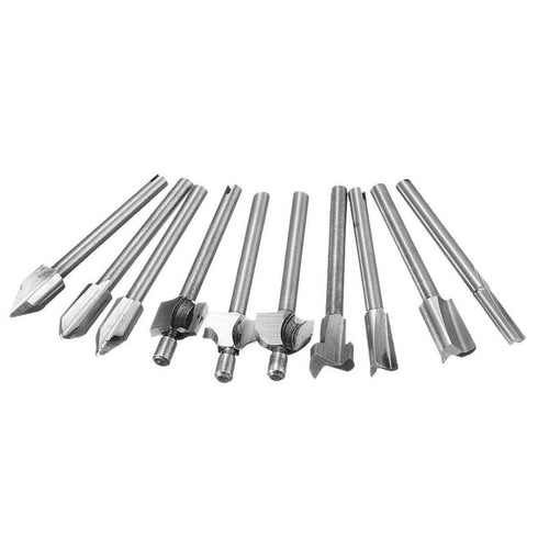 10Pcs Titanium Router Bits 1/8" Shank Carbide Engraving Milling Cutter Bit Set for Rotary Tools for DIY Woodworking, Carving, Trimming, Drilling