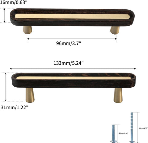 6 3 3/4 Pcs in Cabinet Door Solid Wood pulls Simple Cabinet Bedside Table Pure Copper Door Handles