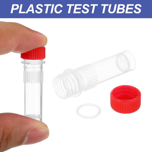 PATIKIL 1ml Plastic Cryogenic Vials - 200Pcs Self Standing Screw Top Frozen Test Tube for Lab Laboratory Science