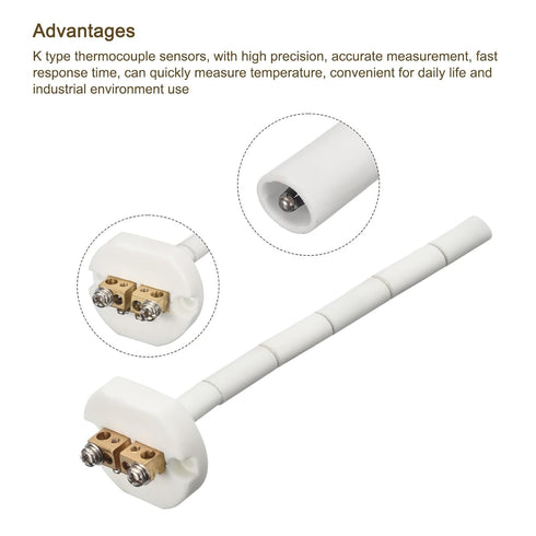 MECCANIXITY 4" K Type Ceramic Kiln Furnace Probe Thermocouple Sensor for Muffle Oven, -50 to 1300°C 1.5x100mm