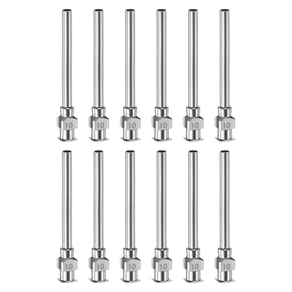 12pcs 10Gauge Stainless Steel Dispensing Needles, 1 1/2" Blunt Tips Luer Lock for Thick Liquids, Ink, Glue