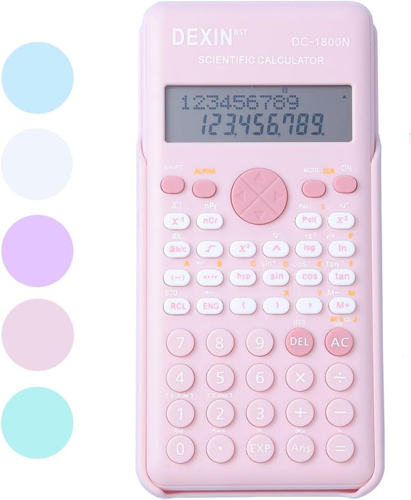 Scientific Calculators for Students, 240 Functions, 2-Line Standard Math Calculator, Cute School Office Supplies (Pink)