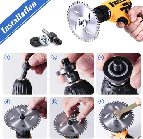 Mesee 6 in 1 Electric Drill Conversion Angle Grinder Adapter Kit, 6mm & 10mm Arbor Mandrel with Spanner