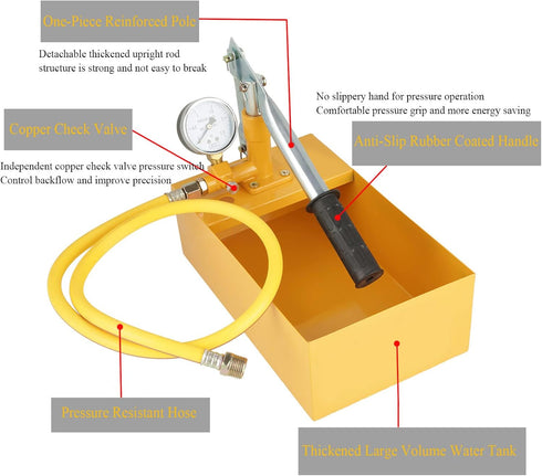 Hydraulic Pressure Test Pump, 2.5Mpa 25KG Manual Tool for Pipeline Testing, Valves, and Pressure Vessels, 13ml/Time