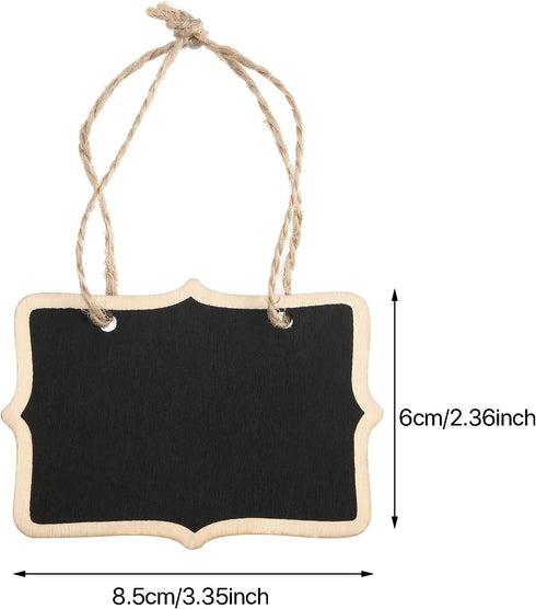 Chalkboard Tags Hanging Wooden Signs, 3.35 x 2.36 Inch Mini Wood Chalkboard Labels (12 Pieces)