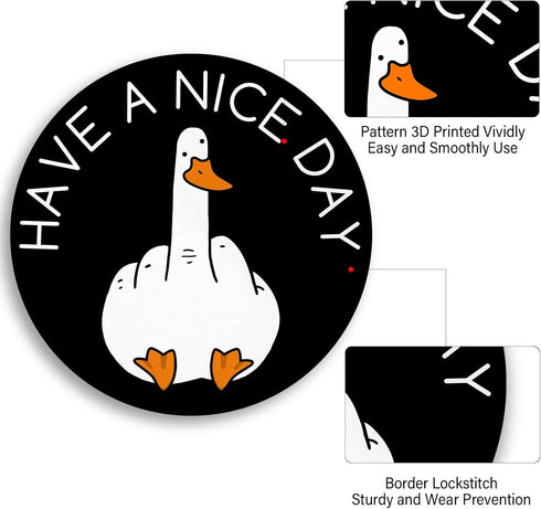 Funny Duck Work Mouse Pad - Small Round Mouse Pads for Desk, Mini Travel Mousepad for Wireless Computer Laptop, Office