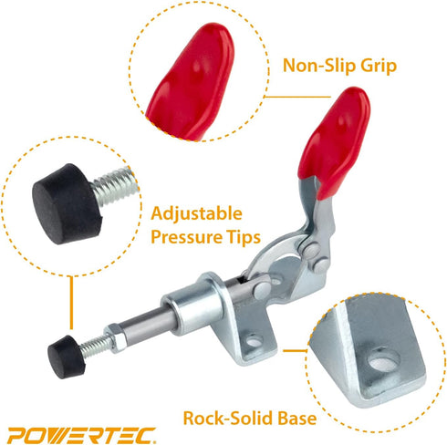 POWERTEC 2PK Toggle Clamp, 100lbs Capacity, 301A Quick Release Push Pull Clamp for Woodworking Jigs