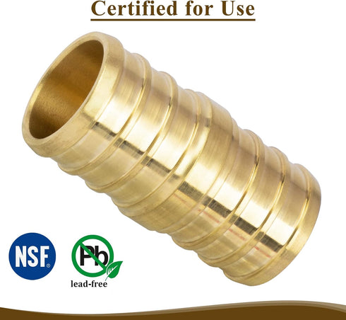 JUWO 3/4" PEX Coupling, PEX Fitting for Plumbing Repairs, Durable Brass Crimp Fitting (5 Pack)