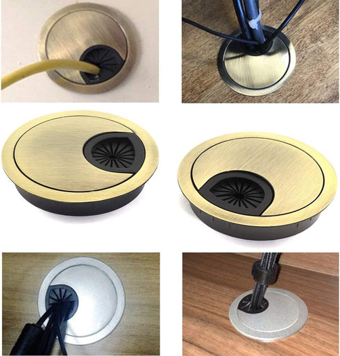 5pcs Metal Desk Grommets, 2-3/8 inch for Managing Wire Cord Cable Hole Cover, Bronze