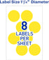 Avery Self-Adhesive Removable Labels, 1.25 Inches Diameter, Yellow Neon, 400 per Pack