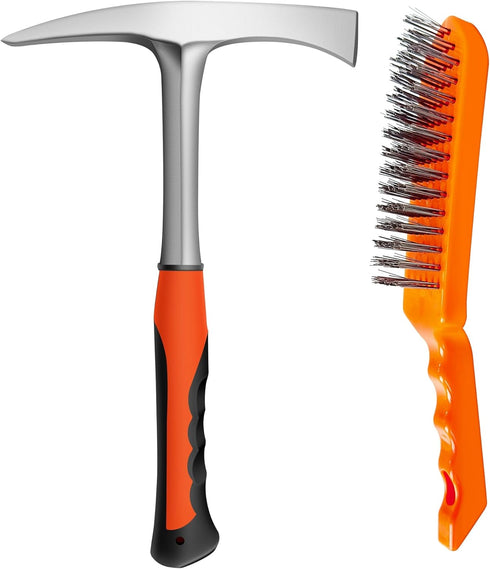 glorousamc Welding/Chipping Hammer,28oz Professional Slag Removal Hammer and Wire Brush Set Forged Steel