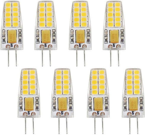 5W G4 LED Light Bulbs, 8 Pack, AC/DC 12V Bi-Pin Base, 50W Equivalent, 3000K Warm White, 360 Degree Beam Angle