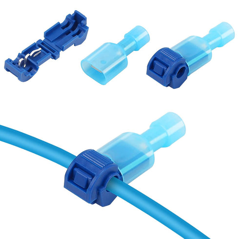 120 Pcs Quick Splice Wire Terminals - Male & Female Blue T-Tap Self-Stripping Quick Disconnects Kit