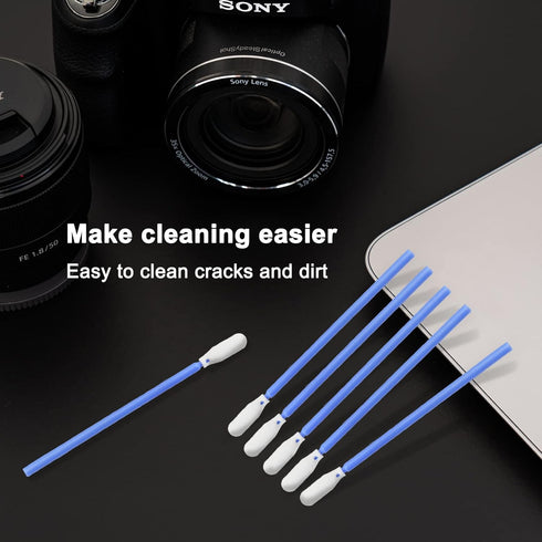 Wellgler's 200PCS Multi-Purpose Cleaning Swabs, Foam Tip for Camera, Optical Lens, Arts and Crafts (Blue)
