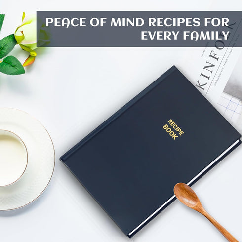 Perfect Blank Recipe Book - Recipe Notebook to Write In Your Own Recipes, Waterproof Cover, 186 Pages (dark blue)