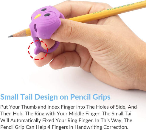 Firesara Training Grips, Original Owl Three Fingers Fixed Pencil Correction Grips for Kids Handwriting Posture (6PCS)