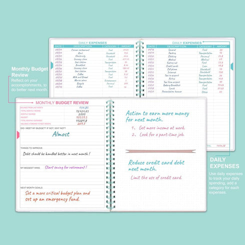 8" 9.5" Budget Planner & Monthly Bill Organizer with Pockets. Expense Tracker Notebook, Budgeting Journal and Financial