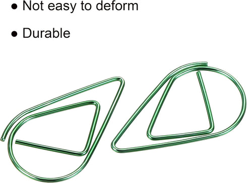 MECCANIXITY Cute Drop-Shaped Paper Clip Decorative Bookmarks with Box 1 Inch Green for Organizing Office Home, Pack of