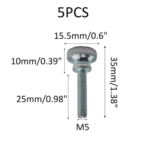 STFRBTH 5PCS M5 25mm x Thumb Screws, Flat Knurled Head Threaded Fasteners for Monitor Mount, TV Wall Bracket
