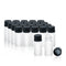 Clear Glass Vials, Small Liquid Sample Vial, Borosilicate Glass with Black Screw Caps, Pack of 20