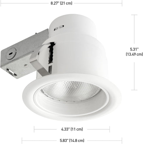 90671 5" 4.5" Dimmable, Bulb Globe Electric Rust Proof Indoor/Outdoor Ridged Baffle Round Trim Recessed Lighting Kit