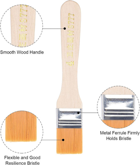 uxcell 6" Paint Brush, 1" Width Soft Nylon Bristle with Wood Handle, Yellow, 12Pcs