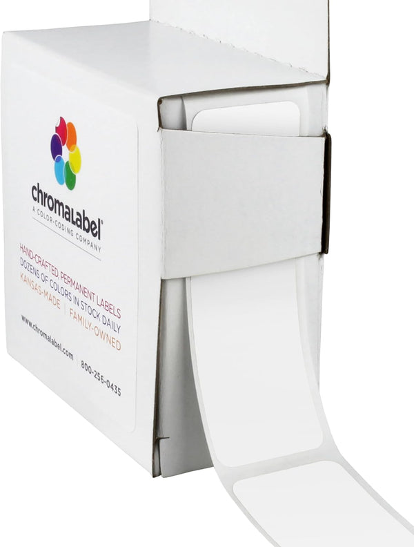 ChromaLabel 1 x 3 Inch All Purpose Permanent Color Code Rectangle Labels, 250 Labels per Box, White