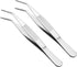 2-Pieces Stainless Steel Curved Pointed Serrated Tip Tweezers, 125mm Length for Mechanical Equipment Repair