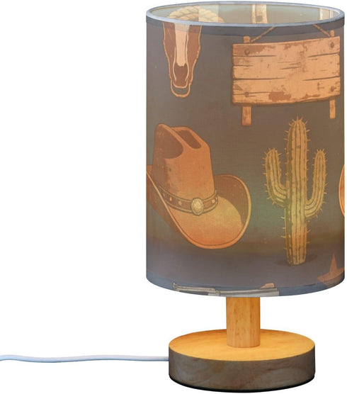 Yuiboo Vintage Cowboy Hat & Rope Bedside Lamp - Soft Light for Girls