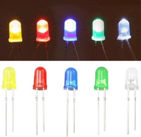 ZZHXSM 200pcs 5mm Light Emitting Diode Assortment LED Circuit Kit 5 Colors LED