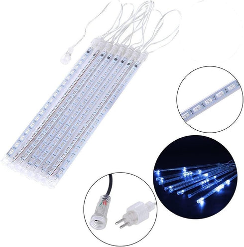 30cm 8-Tube Falling Rain Meteor Shower Christmas Lights, Blue Outdoor Icicle Shooting Star Lights