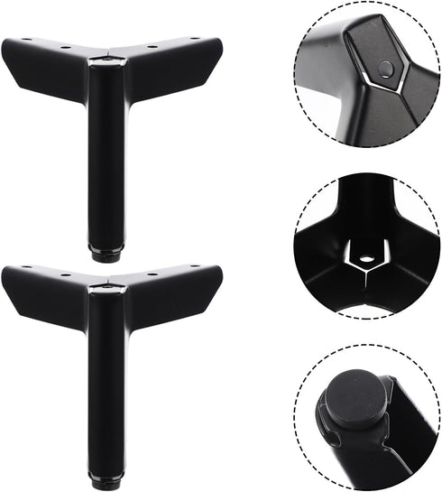 4pcs 100mm Set, Matte Black Metal Furniture Legs Triangle Sofa and Bedside Cabinet Support Feet, Sturdy Steel Dresser