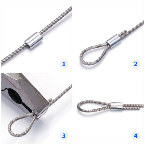 200PCS 1/16" Aluminum Crimping Loop Sleeve, Cable Ferrule Wire Rope Sleeves