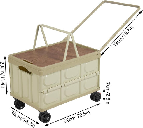 Venionwa 4 55L Rolling Cart with Wheels, Foldable Organizer with Handles, Foldable Box for Outdoor Store, Large
