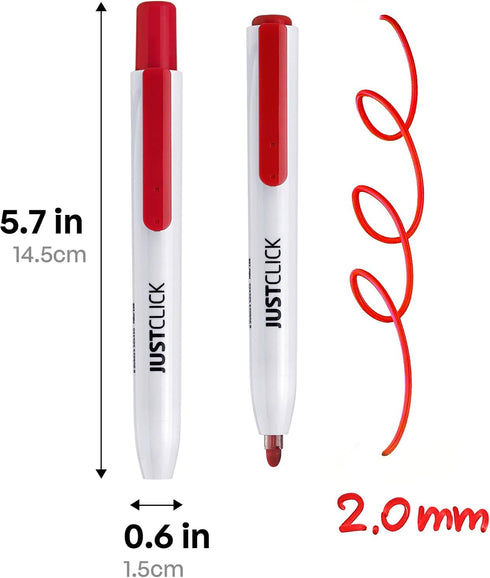 carrotez Retractable Dry Erase Markers, Low Odor Whiteboard Markers, Bullet Tip, Thin Barrel, 12 Count, Red by carrotez